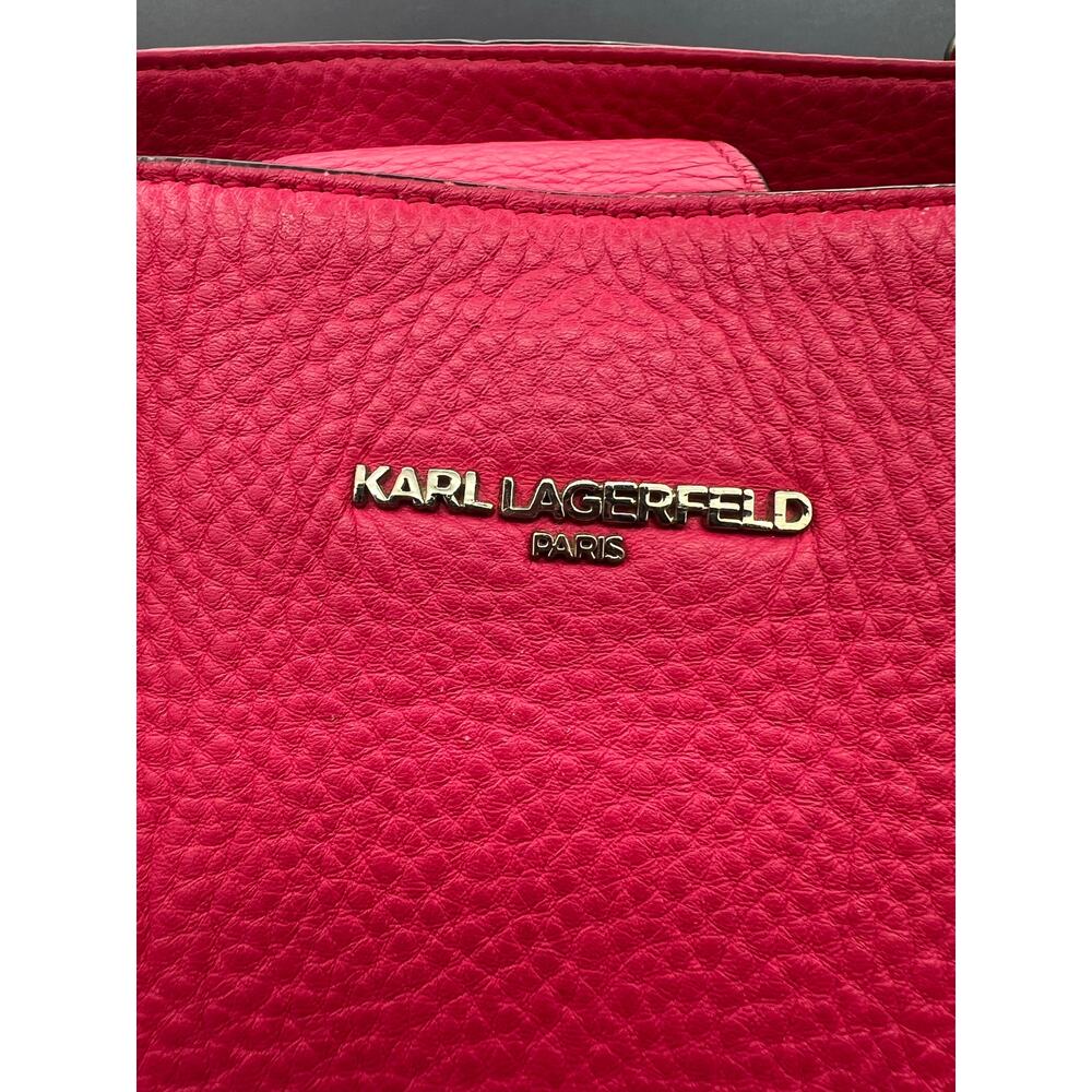 KARL LAGERFELD PARIS Zippy East West Tote in pink leather w/cat whisker tag - Picture 3 of 13